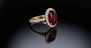 Anillo de compromiso cristiano de plata 925 chapado en oro de 14K con rubí de corte ovalado y engaste de puntas en forma de constelación, estilo minimalista, tercero. - Product Image 4