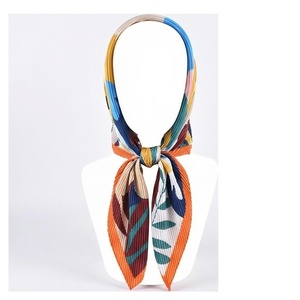 Women's Silk Scarf <b>Leaf</b> Print Elegant Multi-Functional Fashion Accessory All Seasons Short Length - Product Image 1