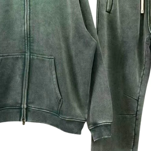 Conjunto Deportivo Verde con Capucha y Cremallera, Chaqueta de Forro Polar Vintage para Hombre, Pantalones Jogger, Ropa Deportiva Informal de Invierno - Product Image 2