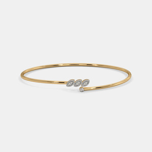 Brazalete Abierto de Oro de Tres Hojas con Diamantes Redondos Cultivados en Laboratorio - Product Image 1