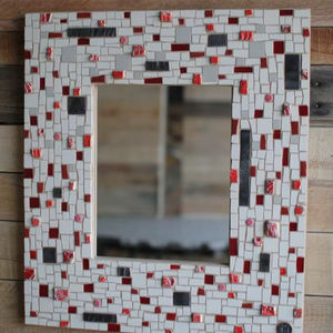 American Style Mosaic <b>Mirror</b> <b>Wall</b> Decor Square Glass Tile Pattern Indoor Home Ornament Handmade Art Piece Reflective Surface - Product Image 1