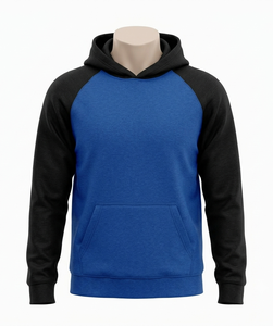 Sweat-shirt à capuche bleu pour homme, manches raglan, en molleton de coton, décontracté, avec poche avant, coupe classique, pour l'automne - Product Image 1