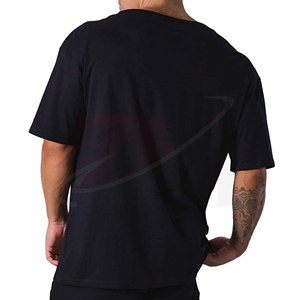 Camiseta de Manga Corta para Hombre, Negra y Blanca, Lisa, al por Mayor, Cuello Redondo, Corte Regular, Estampada, 100% Algodón, Tejido Jersey Lavado - Product Image 2