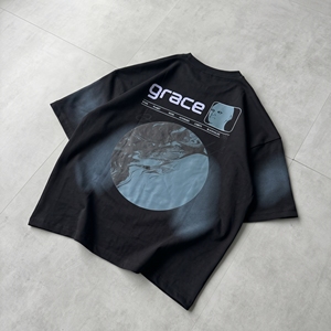 T-shirt décontracté pour homme en coton noir, col rond, manches courtes, coupe ample, tissu jersey, logo frontal, style streetwear, écologique - Product Image 4