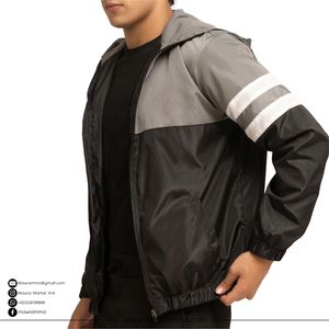 Veste de printemps en tissu à mémoire de forme enduit, écologique, imperméable, coupe-vent, respirante, streetwear pour homme, patchwork - Product Image 3