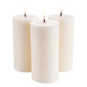 Set di 3 Candele a Colonna Bianche in Cera 16,5 cm x 7,6 cm, Durata 65 Ore, Senza Fumo e Inodore - Product Image 1