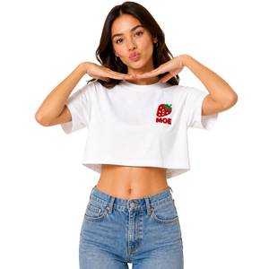 Nouvelle chemise pour femme style nœud papillon, broderie personnalisée, col rond, manches courtes, tenue décontractée d'été, tissu doux, coupe courte rouge vif - Product Image 5