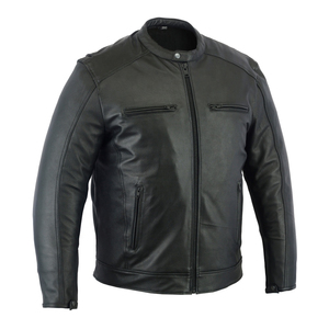 Blousons de moto en similicuir PU, personnalisés, automne-hiver, nouveau modèle, col montant, coupe classique, effet délavé, respirants pour hommes - Product Image 2
