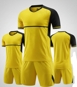 Camiseta de Fútbol para Hombre, Amarilla y Negra, con Bloques de Color, Manga Corta, Cuello en V, Absorbe la Humedad, Ropa Deportiva de Poliéster para Todas las Temporadas - Product Image 4