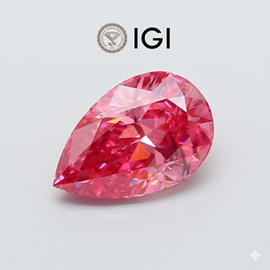 เพชรทรงลูกแพร์สีชมพู ได้รับการรับรองจาก IGI เพชรเลี้ยงในห้องปฏิบัติการ สีชมพูสดใส ระดับ VVS แบบ CVD เพชรเม็ดเดี่ยว ขายส่งสำหรับออกแบบเครื่องประดับตามสั่ง - Product Image 1