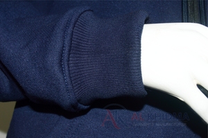 Sudadera con capucha azul marino de moda para mujer, con hombros caídos, cremallera completa, forro polar, manga larga holgada, transpirable, 100% algodón, estilo urbano - Product Image 3