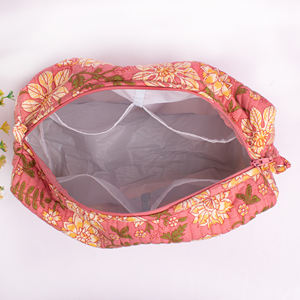 Bolsa de Maquillaje Portátil de Lujo, Gran Capacidad, Acolchada, de Algodón Ecológico, con Estampado a Mano, Lavable, con Cierre - Product Image 5