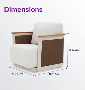Fauteuil de jardin moderne en rotin tressé avec coussins, résistant aux UV, pour balcon et cour - Product Image 2