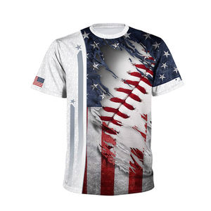 Camisetas con Gráfico de Béisbol con la Bandera de EE. UU., Camisetas Personalizadas de Poliéster Transpirable, Espíritu Patriótico, Camisetas de Hombre de Alta Calidad - Product Image 4