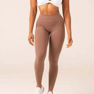 Conjunto de Leggings y Sujetador Deportivo de Yoga de 2 Piezas para Mujer, Reversible, Cintura en V, Color Mocha, Transpirable, OEM, Venta Caliente - Product Image 4