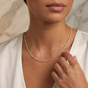 สร้อยคอเทนนิสเพชรทรงกลมเพาะเลี้ยงในห้องปฏิบัติการ 18 นิ้ว ทองคำขาว 14K เครื่องประดับทันสมัยสำหรับทุกเพศ สร้อยคอเทนนิสเพชร D VVS เพาะเลี้ยงในห้องปฏิบัติการ - Product Image 2