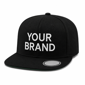Wholesale Cotton 6 Panel <b>Hat</b> Flat Brim Snapback Cap With Custom Logo for Men - Product Image 1