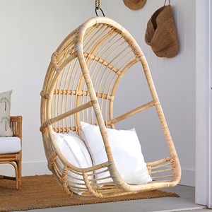 Meubles de patio d'extérieur de luxe en rotin naturel, chaises suspendues en forme d'œuf, balançoire nid d'oiseau - Product Image 1