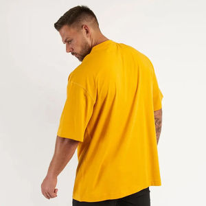 <b>Mens</b> Yellow Oversized Short Sleeve Cotton T-<b>Shirt</b> Custom Logo OEM ODM Wholesale Apparel - Product Image 2
