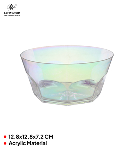 Bol à salade et à fruits, acrylique transparent de haute qualité, transparent avec une élégante réflexion de couleur arc-en-ciel irisée - Product Image 2