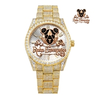 Montre de luxe pour homme en quartz avec pierres étincelantes et détails en moissanite, boîtier en acier inoxydable, cadran décoratif, montre-bracelet tendance