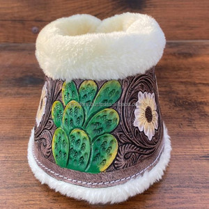 Luxury Wholesale Handmade <b>Tooled</b> Genuine <b>Leather</b> Floral Design Horse English Small Boot Wrap Cowhide <b>Leather</b> Soft Accessories - Product Image 4
