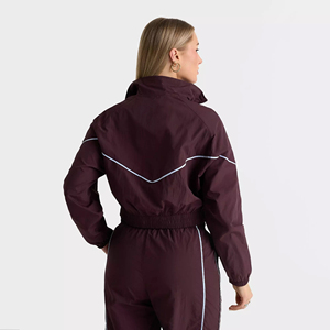 Burgundy Drawstring Solid <b>Wind</b> <b>Breaker</b> Women's Plus Size Tracksuit Set Summer Eco-Friendly Lightweight Sporty Jogger - Product Image 3