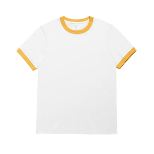 T-shirts d'été respirants 100 % coton pour hommes, coupe classique, anti-plis, 200 g, col rond, avec manches à bordure contrastante, vente en gros - Product Image 3