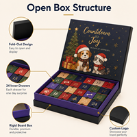 Calendrier de l'Avent personnalisé à 24 tiroirs, boîtes cadeaux rigides, impression intégrale personnalisée du logo, boîte d'emballage pour compte à rebours des fêtes, pour cosmétiques, chocolats