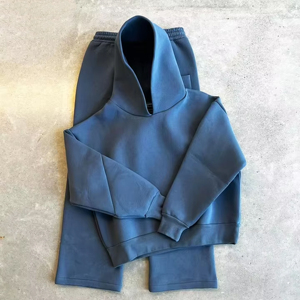 Conjunto Deportivo Personalizado Unisex Azul con Capucha, 100% Algodón, Sudadera y Pantalones Holgados, Corte Regular Informal, Estampado y Transpirable - Product Image 6