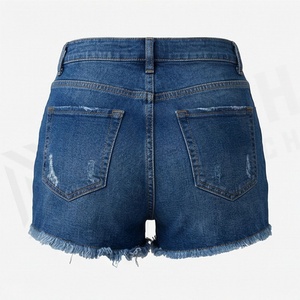 Shorts en jean sexy déchirés à ourlet brut pour femme, taille haute, mode estivale, streetwear tendance, couleur personnalisée, vêtements haut de gamme - Product Image 2
