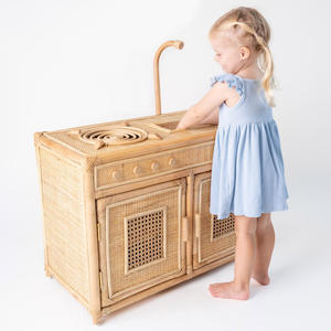 Jouet de cuisine en rotin fait main, cuisinière pour enfants, ensemble de jeu de cuisine, jouets éducatifs en gros - Product Image 4