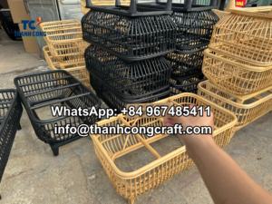 Wholesale Exquisitely Handwoven Rattan Vanity Set with Mirror and Cushioned <b>Stool</b> A Perfect Kid Bedroom or Dressing Area - Product Image 5