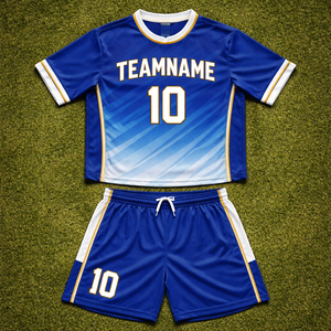 Uniforme de Fútbol Personalizado para Equipos Escolares, Pantalones Cortos, Secado Rápido, Transpirable, Tela 100% Poliéster, Nombre del Jugador Sublimado - Product Image 1