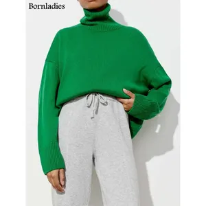 Bornladies Chic femmes pull à col roulé épais chaud surdimensionné pull automne hiver décontracté ample tricoté pull haut - Product Image 1