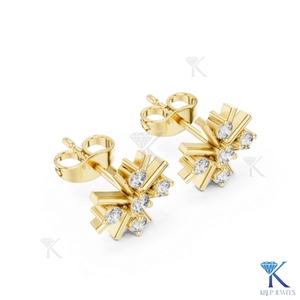 Lab Grown Diamond Starburst <b>Stud</b> Earrings 14K 18K Solid Gold Geometric Cluster Fine Luxury Women's Jewelry Modern Wedding Bridal - Product Image 5