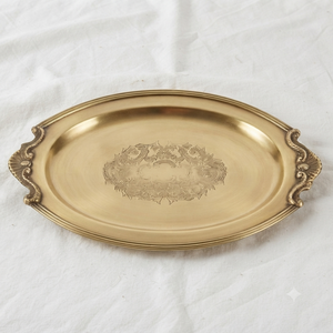 Bandeja de Servir Ovalada de Latón Hecha a Mano con Asas, Plato Decorativo Grabado para Decoración del Hogar, Hotel, Restaurante, Venta al por Mayor - Product Image 2