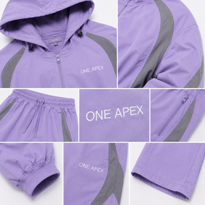 Conjunto Deportivo ONE APEX para Mujer, Chaqueta Corta con Capucha Color Lavanda, Pantalones Anchos con Cremallera Impermeables, 100% Ropa Deportiva - Product Image 6