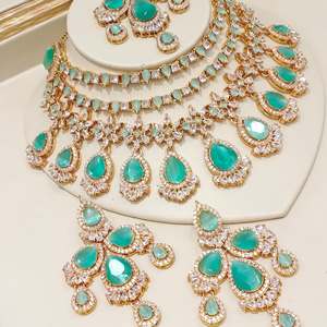 Parures de bijoux en cristal de haute qualité, plaquées or, pour mariage, collier et boucles d'oreilles, pour femmes élégantes - Product Image 2
