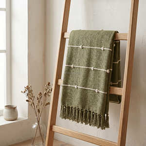 Striped Cotton <b>Throw</b> Blanket with Decorative Fringe 125x150 cm <b>for</b> Sofa <b>Chair</b> Farmhouse and Contemporary Home Décor - Product Image 6