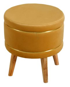 Pouf ottoman pour salon, repose-pieds |   Petit pouf en velours |   Pieds en bois massif |   Repose-pieds moelleux pour la maison, la chambre à coucher - Product Image 2