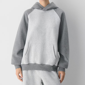 Conjunto Deportivo con Capucha para Mujer, Color Gris, Estilo Raglán, Manga Larga, Corte Holgado, Pantalones Casuales, Ropa de Otoño, 100% Algodón Transpirable - Product Image 3