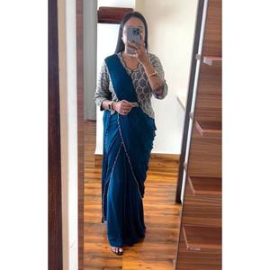 Saree en fausse georgette avec chemisier fantaisie le plus vendu pour fête et mariage indien - Product Image 3