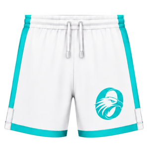 Pantalones Cortos de Rugby Color Turquesa Blanco, Cintura Elástica con Cordón, Uniforme de Equipo Personalizado, Ropa Deportiva Transpirable para Entrenamiento y Alto Rendimiento - Product Image 1