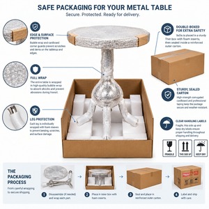 Table d'appoint ronde en argent poli haut de gamme, table d'appoint en métal design à trois pieds, table d'appoint de luxe avec base sphérique en aluminium - Product Image 4