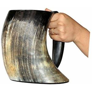 Mug à boire en corne de buffle naturelle sculptée à la main, finition artisanale, écologique, pour bière ou eau, style Viking - Product Image 4