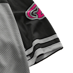 Maillot de football américain tendance pour femme, motif floral, gris, maille, panneau noir, style hip-hop streetwear, broderie florale, unisexe - Product Image 6