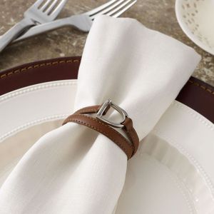 Brown Cowhide Leather Napkin <b>Ring</b> Handmade Rustic Dining Table Decoration Restaurant Banquet Holder Accessory - Product Image 5