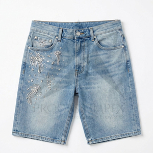Shorts de Mezclilla Casuales para Hombre - Logotipo, Color y Talla Personalizables, 100% Algodón, Moda de Invierno, Servicio OEM - Product Image 2