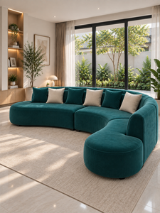 Sofá Esmeralda Moderno Minimalista Sudut Luna Sage, Conjunto de Sofá Curvo, Tela Premium, Espuma de Alta Densidad, Ecológico, para Sala de Estar u Hotel - Product Image 3
